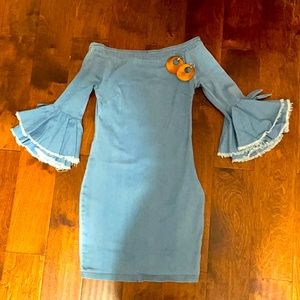 Denim dress with flare sleeves